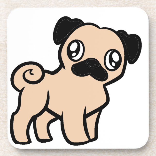 Dessous-de-verre pug cartoon fauve (Devant)