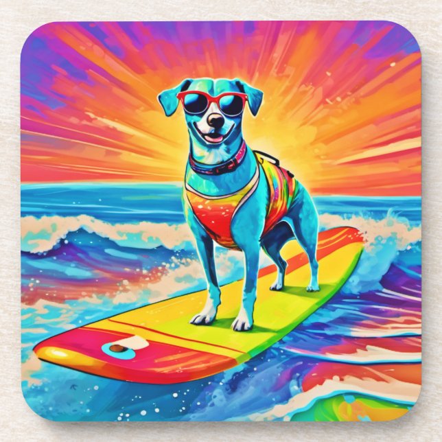 Dessous-de-verre Pup de surf ensoleillé : Beach Bliss (Devant)