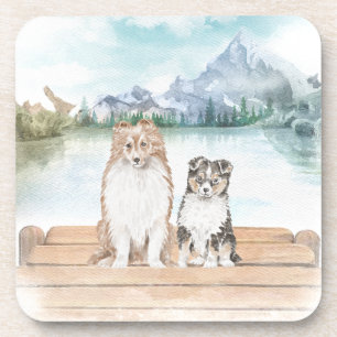 Dessous-de-verre Puppies Sweet Sheltie sur quai - ensemble de 6