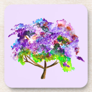 Dessous-de-verre Purple Jacaranda tree watercolor fine art