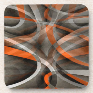 Dessous-de-verre Quatre-vingts Vibes Brûlées orange et gris courbe
