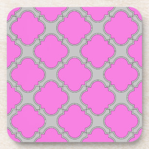 Dessous-de-verre Quatrefoil rose et gris