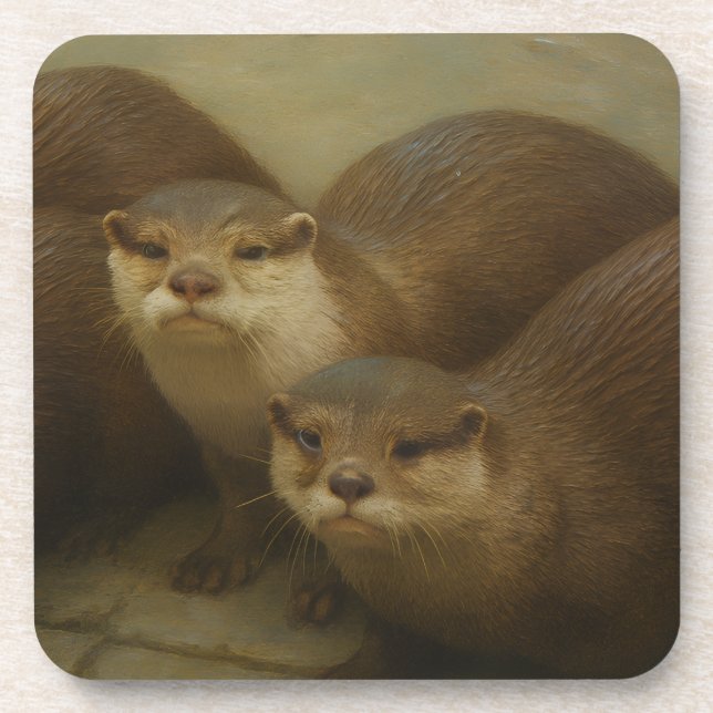 Dessous-de-verre Quatuor Otter - Art de la faune (Devant)