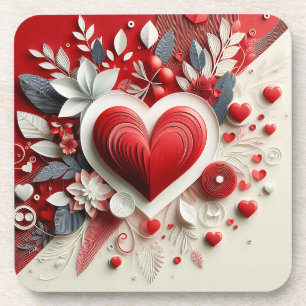 Dessous-de-verre Quilling Hearts Fleurs Design Saint Valentin