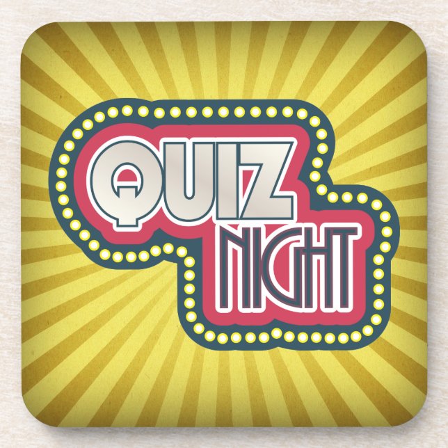 Dessous-de-verre Quiz Nuit Trivia Party Jaune Sunburst (Devant)