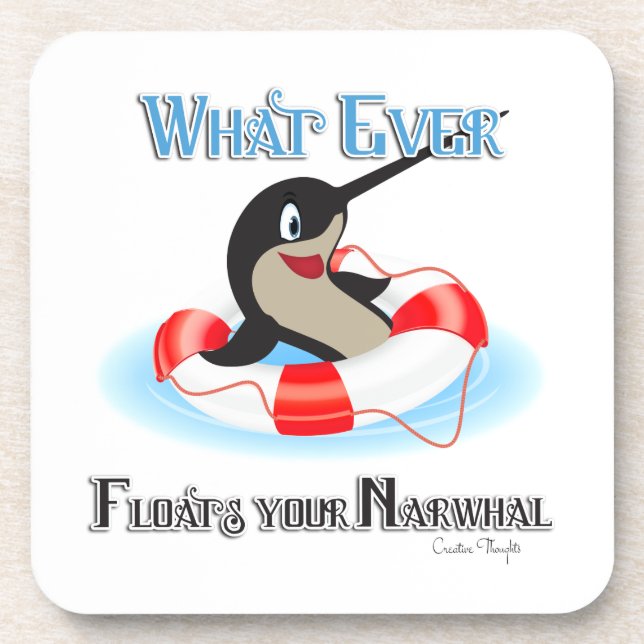 Dessous-de-verre Quoi que Flotte ton mème Narwhal (Devant)