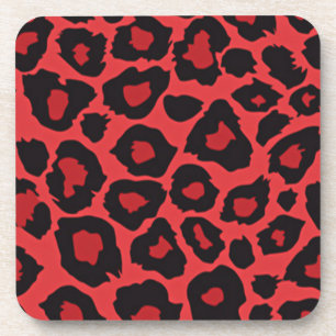 Dessous-de-verre RAB Rockabilly Empreinte de léopard Rouge Noir