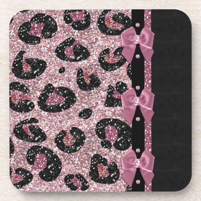 Dessous-de-verre RAB Rockabilly Pink Leopard Ribbon Bows (Devant)