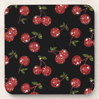 Dessous-de-verre RAB Rockabilly très cerise cerises sur noir