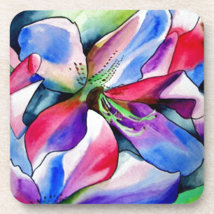 Dessous-de-verre Rainbow Azalea fleur aquarelle originale