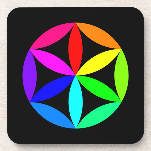 Dessous-de-verre Rainbow Kaleidoscope Hard Plastic Coaster (Devant)