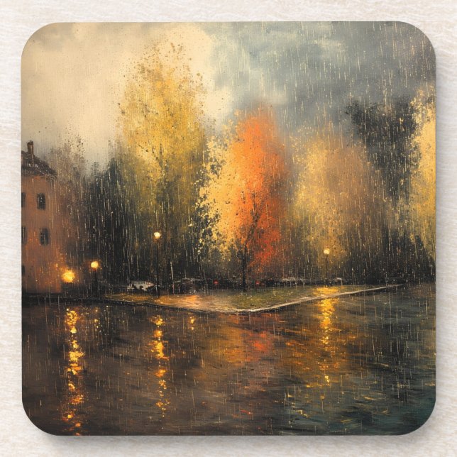 Dessous-de-verre Rainy town abstrait Ai art (Devant)