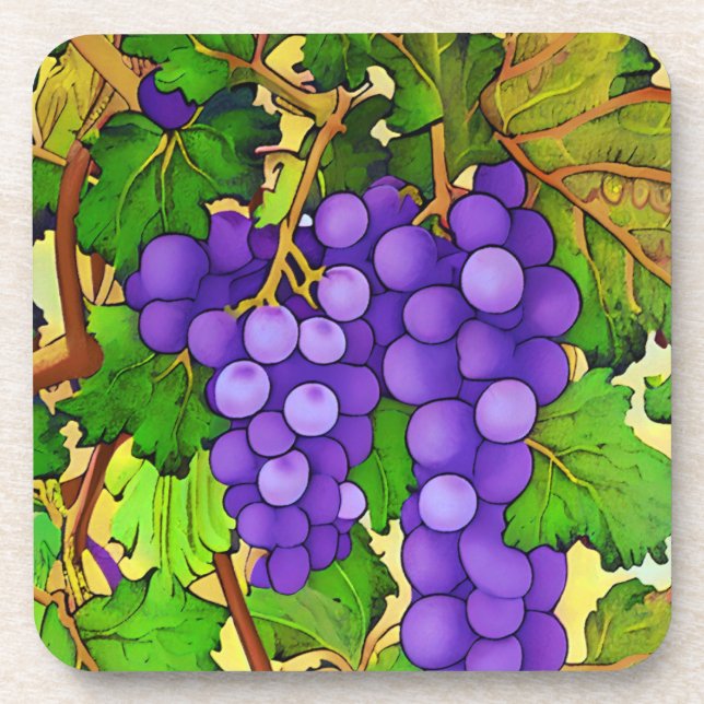 Dessous-de-verre Raisins pourpres sur un Grapevine (Devant)