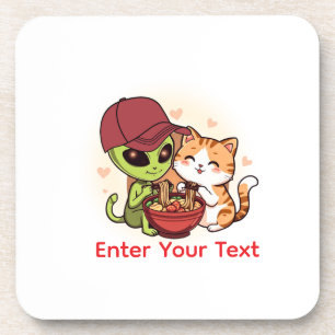 Dessous-de-verre Ramen Chat Alien Mignon Art Kawaii