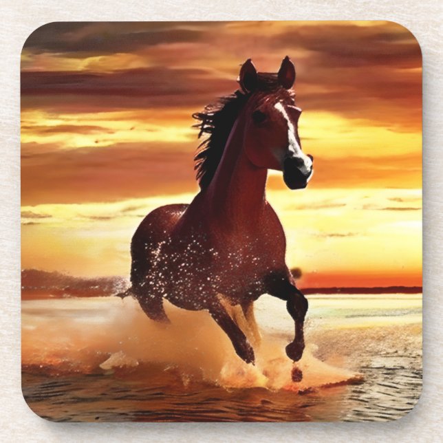 Dessous-de-verre Randonnée À Cheval Sauvage À Travers Le Surf (Devant)