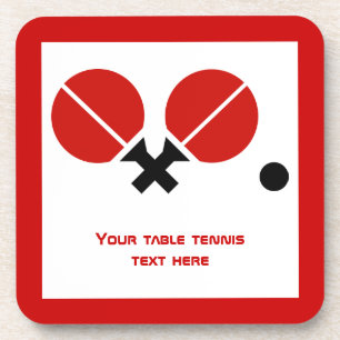 Dessous-de-verre Raquettes de ping-pong de table et boule noir, rou