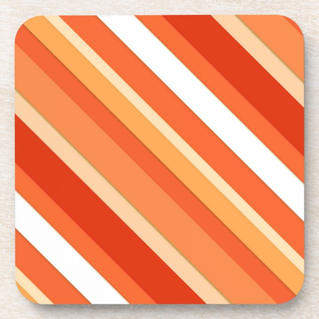 Dessous-de-verre Rayures de bonbons en couches - orange et blanc (Devant)