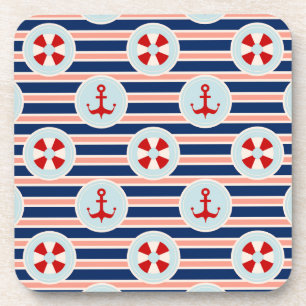 Dessous-de-verre Rayures et motif de points nautiques