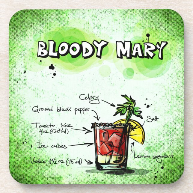 Dessous-de-verre Recette de boisson Bloody Mary (Devant)