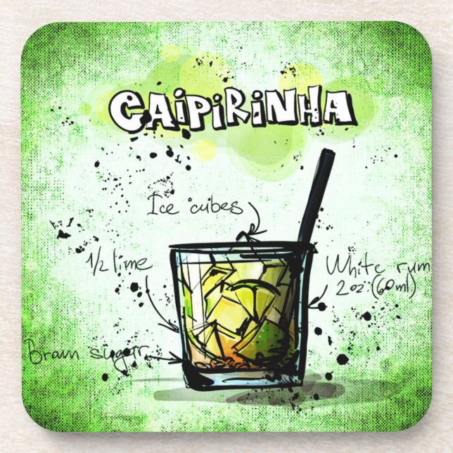 Dessous-de-verre Recette de boisson Caipirinha (Devant)