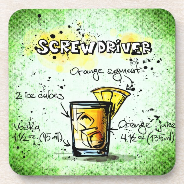 Dessous-de-verre Recette de boisson de tournevis (Devant)
