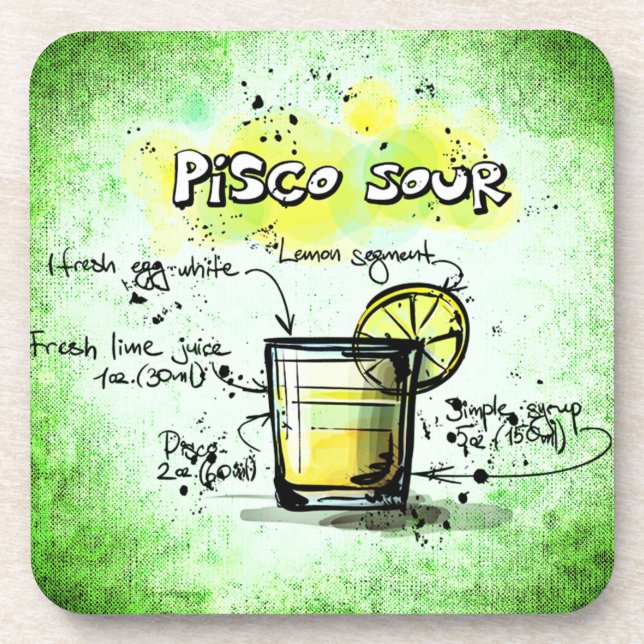 Dessous-de-verre Recette de boisson Pisco Sour (Devant)