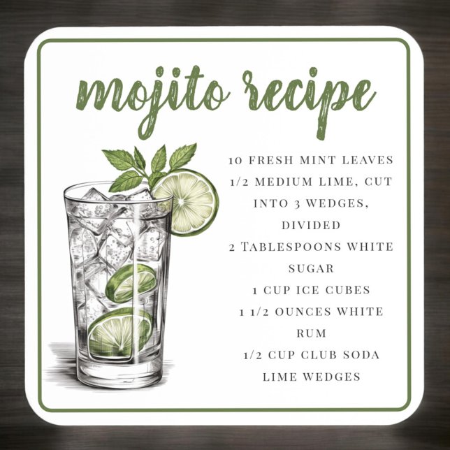 Dessous-de-verre Recette de Mojito Bordure Verte (Créateur téléchargé)