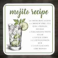 Recette de Mojito Lot de 6 / Boisson Recette de Co