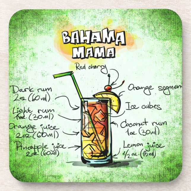 Dessous-de-verre Recette Drink Bahama Mama (Devant)