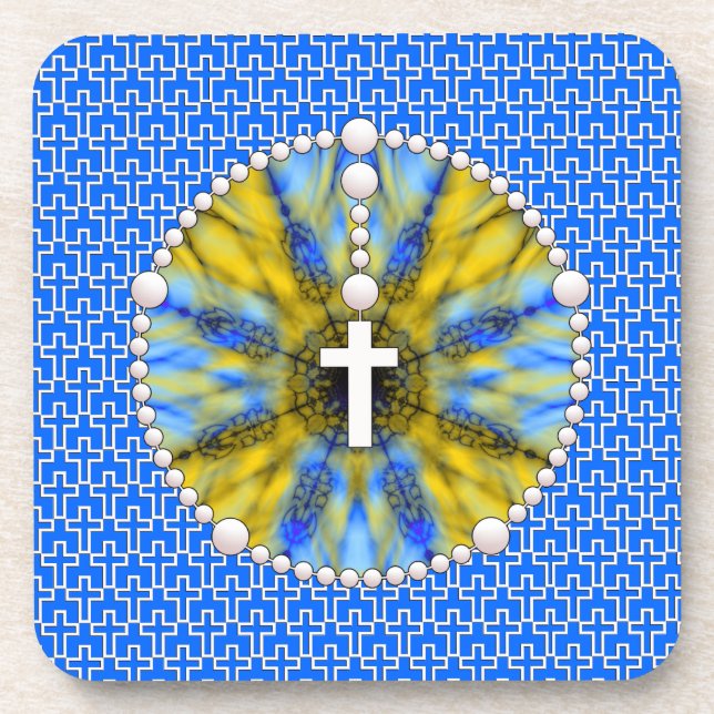 Dessous-de-verre Receveur rêveur de chapelet bleu et jaune (Devant)