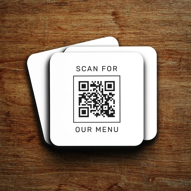 Dessous-de-verre Rechercher notre menu Code QR personnalisé et logo (Créateur téléchargé)