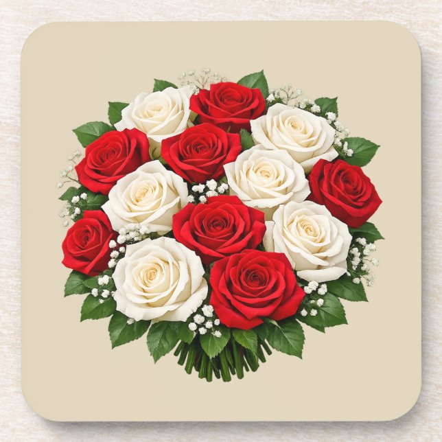 Dessous-de-verre Red and white roses (Devant)