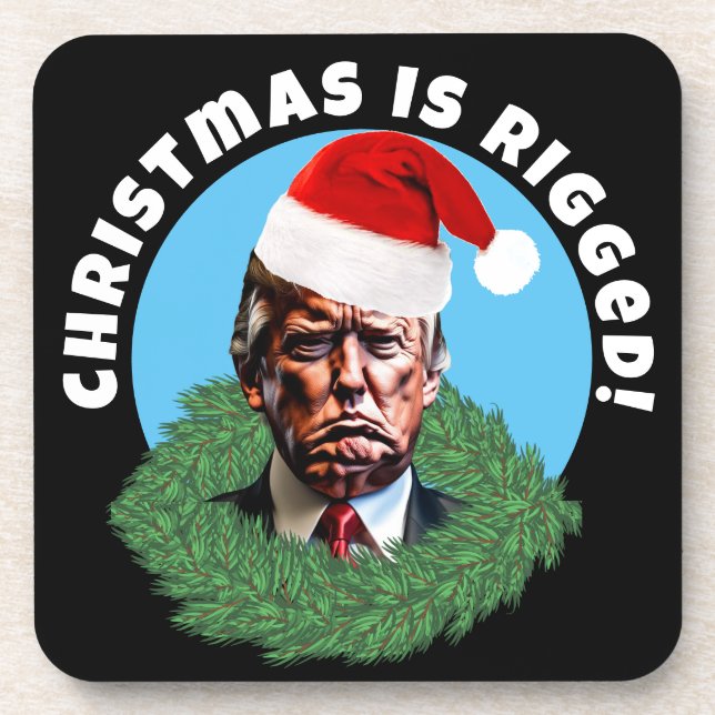 Dessous-de-verre Red Santa Hat Trump Riged Christmas (Devant)