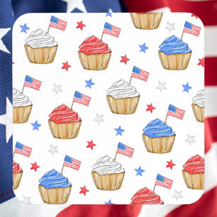 Dessous-de-verre Red White Blue Cupcake Flag Star Patriotic