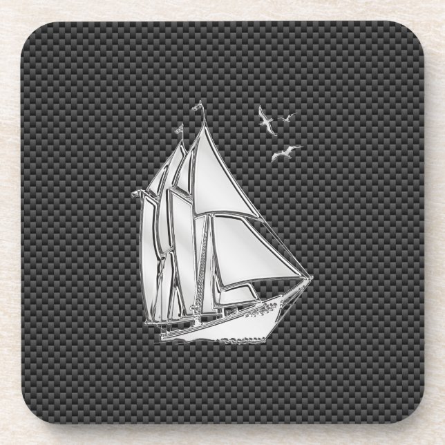 Dessous-de-verre Regatta Sailboat on Carbon Fiber Style (Devant)