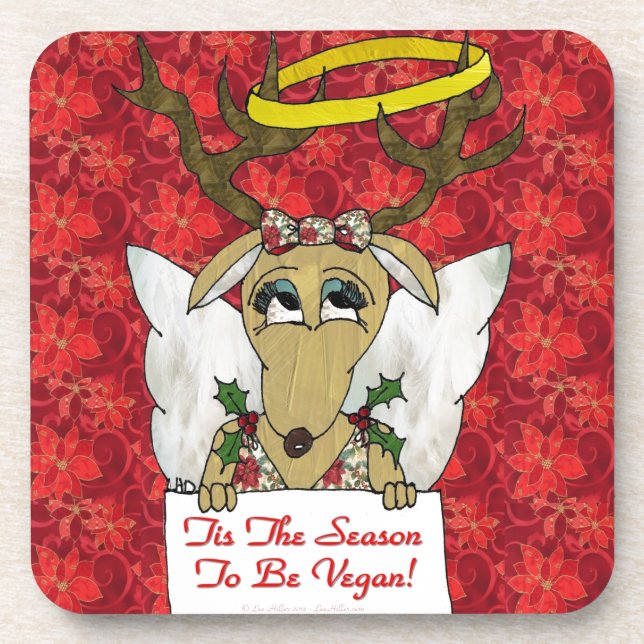 Dessous-de-verre Reindeer Angel C'est la saison d'être Vegan (Devant)