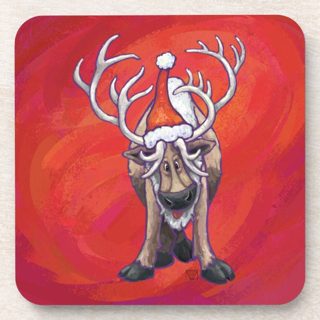 Dessous-de-verre Reindees Noël Sur Vert (Devant)