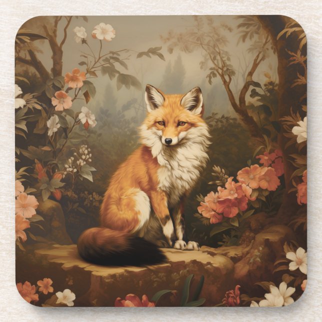 Dessous-de-verre Renard dans la moody forestière Victorian (Devant)