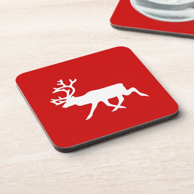 Dessous-de-verre Rennes blanches / Silhouette caribou (Côté gauche)
