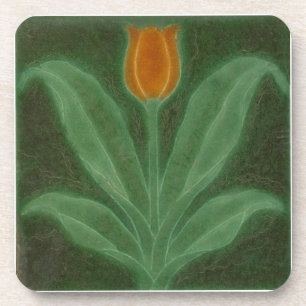 Dessous-de-verre Repro Jaune Tulipe Verte Art Nouveau Tile