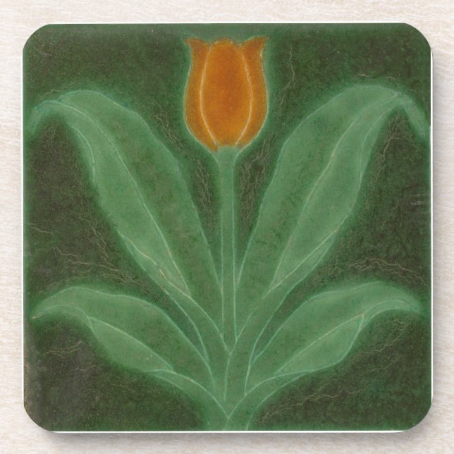 Dessous-de-verre Repro Jaune Tulipe Verte Art Nouveau Tile (Devant)