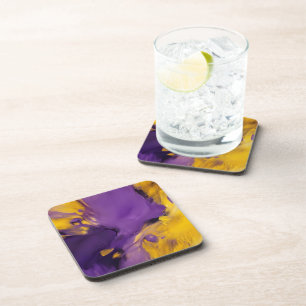 Dessous-de-verre Résumé abstrait violet et or