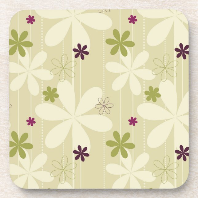 Dessous-de-verre Rétro arrière - plan floral (Devant)
