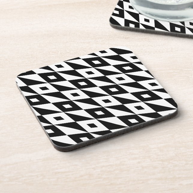 Dessous-de-verre Retro Black White Lozengs Motif moderne (Côté gauche)