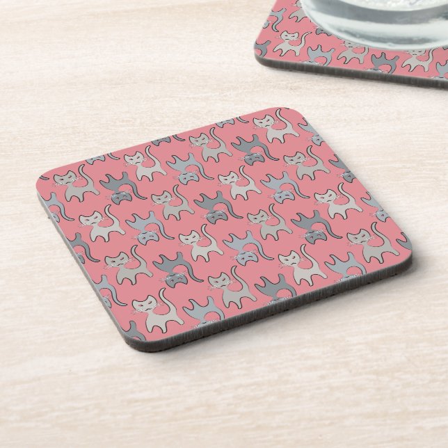 Dessous-de-verre Rétro Cat Graphic Pattern Gray (Côté gauche)