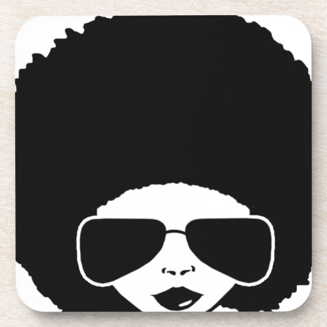 Dessous-de-verre rétro fille d'Afro (Devant)