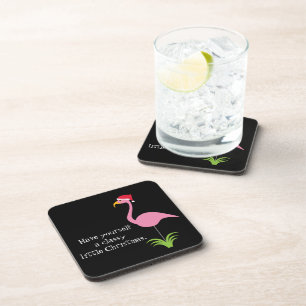 Dessous-de-verre Rétro Flamant rose rose Père Noël de petit Noë