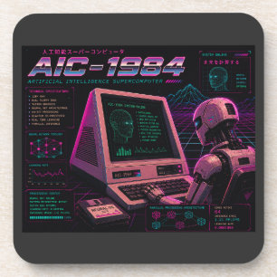 Dessous-de-verre Rétro Futuriste Robot Informatique IA Vaporwave Né