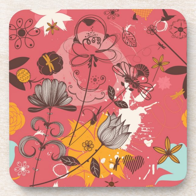 Dessous-de-verre Rétro motif floral (Devant)