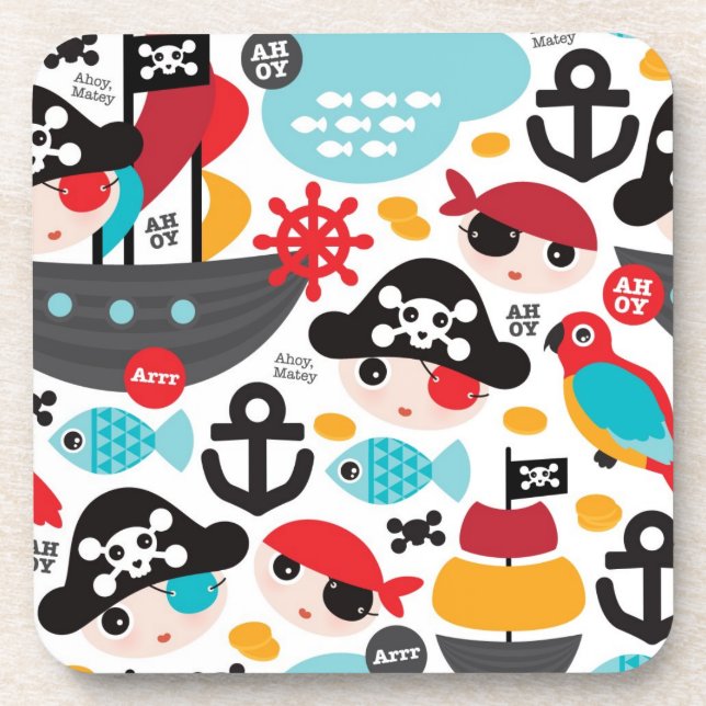 Dessous-de-verre Rétro navigation d'illustration de pirates (Devant)